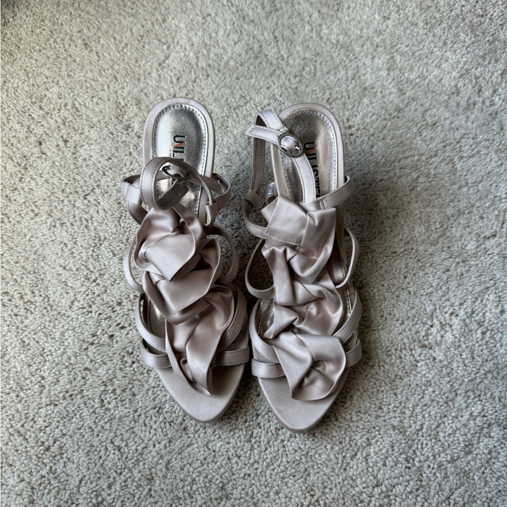 Unlisted Satin Ruffle Heeled Sandals